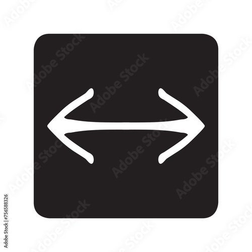 Double arrow icon vector. Two side arrow logo design. Two opposite horizontal arrow vector icon illustration in square isolated on white background photo