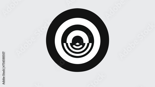 Black and white icon radar flat vector isolated on