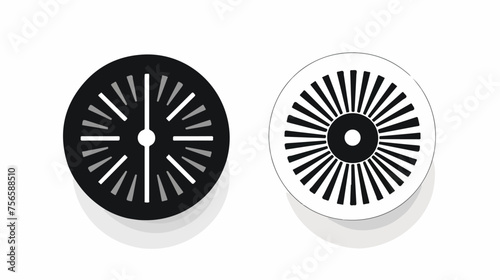 Black and white icon radar  flat vector isolated on