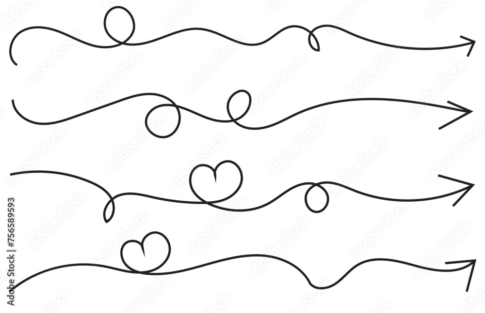 Hand drawn curly arrows. doodle vector illustration. Hand drawn vector. Hand drawn curly arrows. doodle vector illustration. Hand drawn vector.