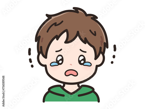 寂しいの若い男性のイラスト