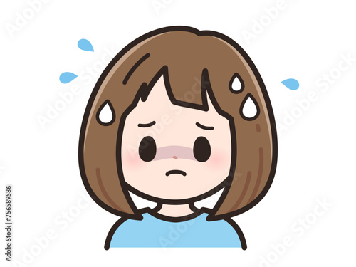 緊張の若い女性のイラスト