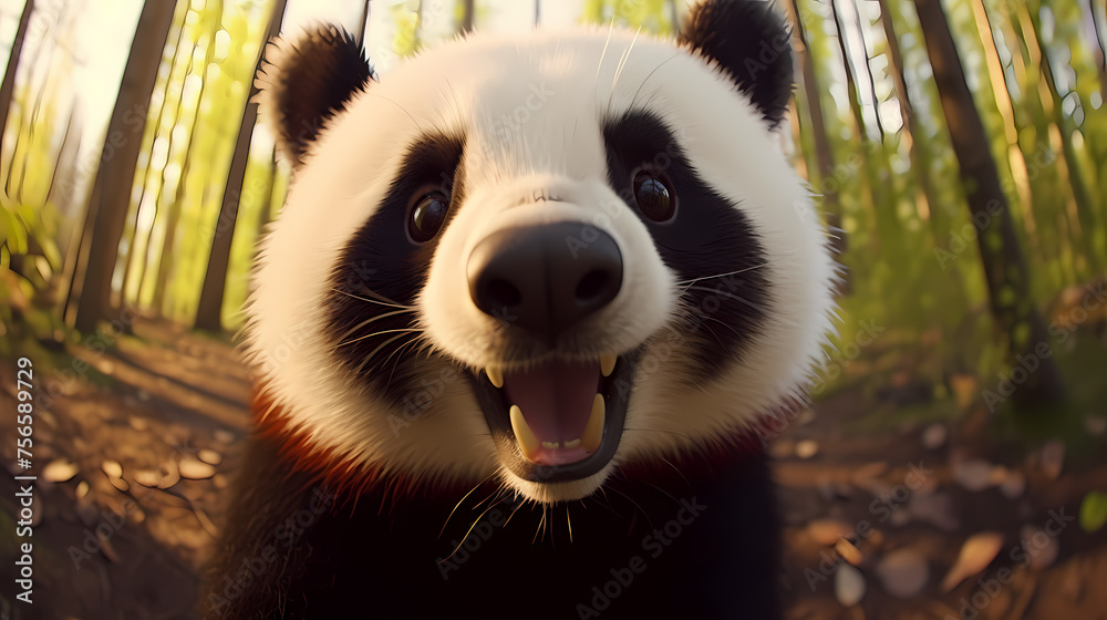 Fototapeta premium Panda macro photography