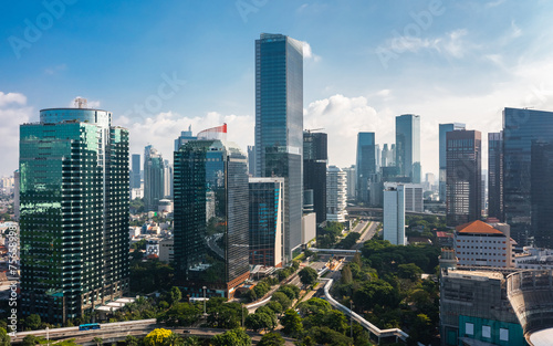 Aerial view of skyscrapers of Jakarta city