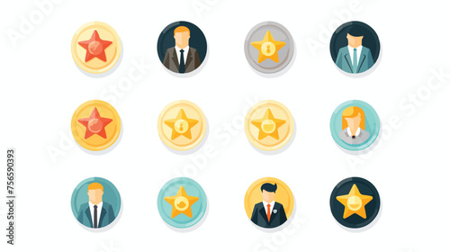 Business Management Flat icons for star badge flat
