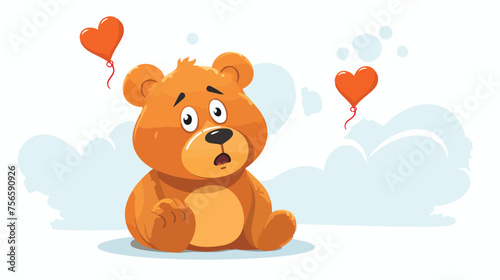 Freehand drawn thought bubble cartoon bear flat vector