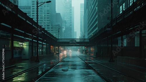 Rainy Night in Urban Metropolis photo