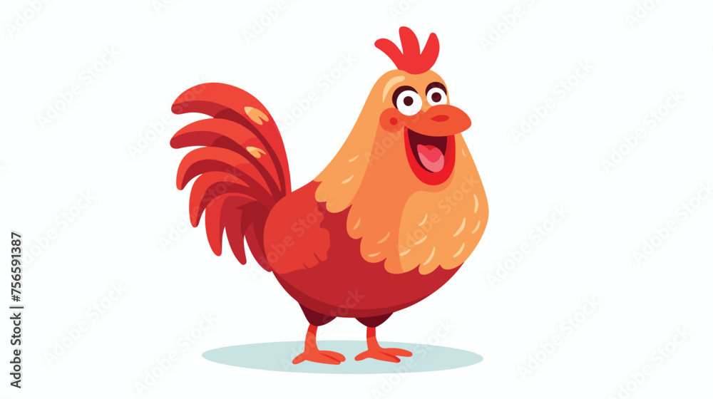 Fun chicken .. flat vector isolated on white background