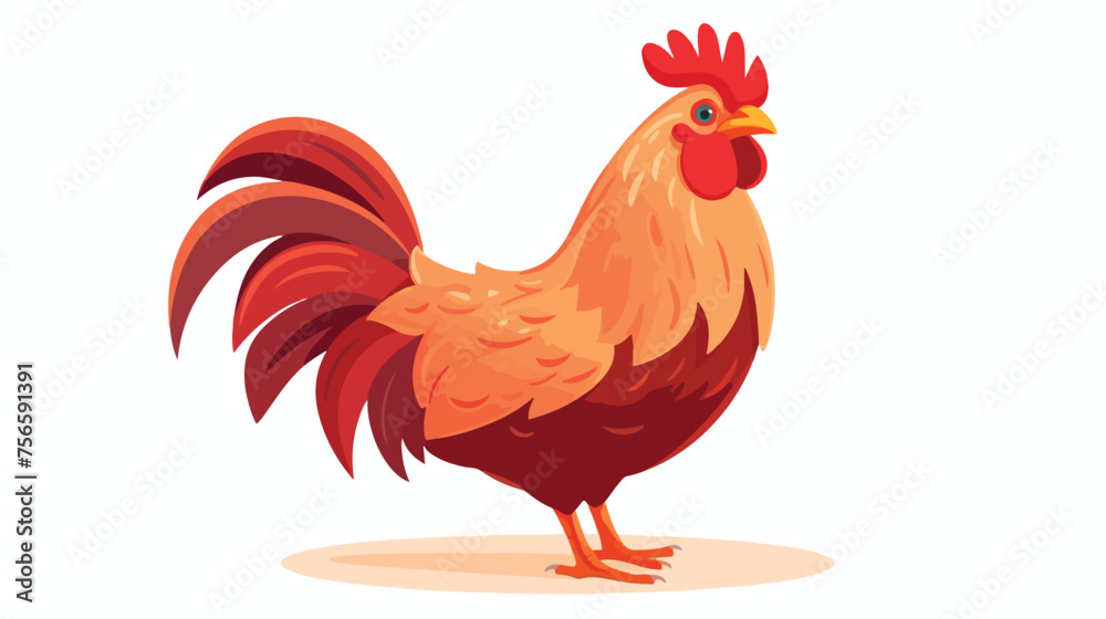 Fun chicken .. flat vector isolated on white background