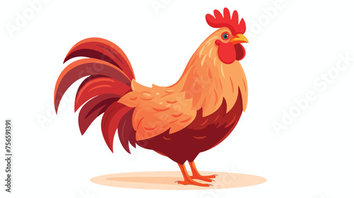 Fun chicken .. flat vector isolated on white background © Vector