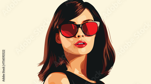 Girl with sunglasses flat vector isolated on white b