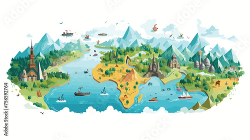 Global nature journey a map of our world isolated f