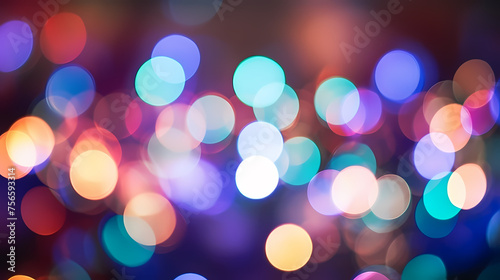 Abstract round colorful bokeh from party lights, Christmas background
