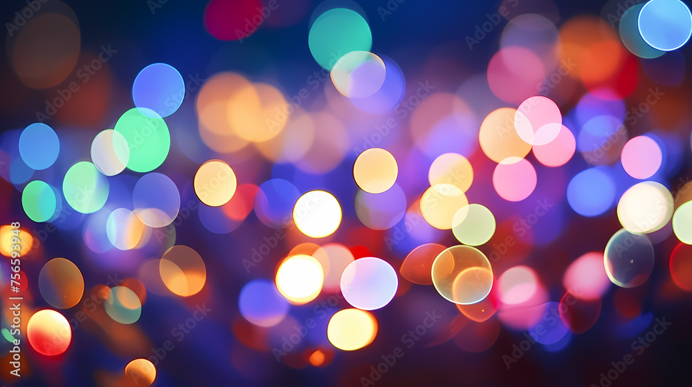 Obraz premium Abstract round colorful bokeh from party lights, Christmas background