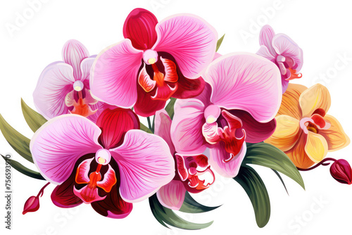 Exquisite Orchid Blossom  A Captivating Fusion of Elegance and Delicacy on a Serene White Background