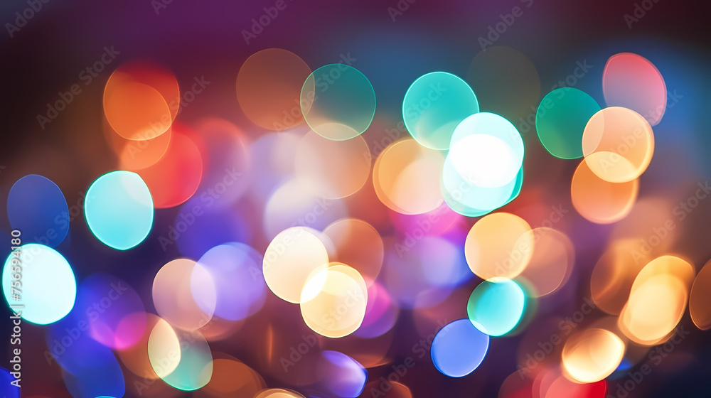 Fototapeta premium Abstract round colorful bokeh from party lights, Christmas background