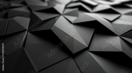 3D Black Matte Diagonal Shapes: Dynamic Abstract Wallpaper for Desktop