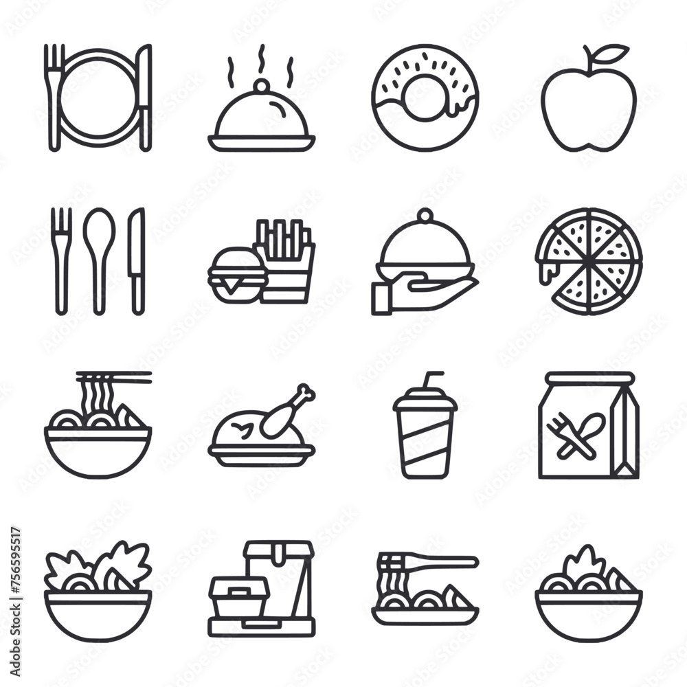Food and drink icons set