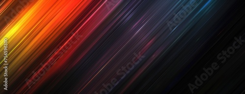 Sleek Black Background with Delicate Color Lines: Modern Abstract - Desktop Wallpaper