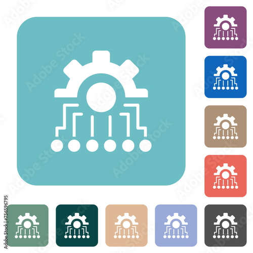 Mechatronics rounded square flat icons
