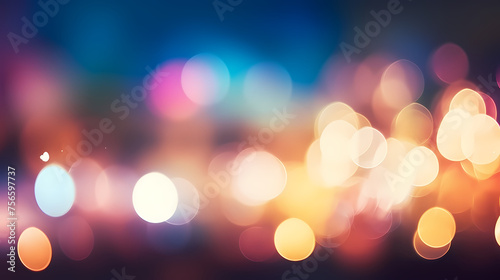 Abstract round colorful bokeh from party lights, Christmas background