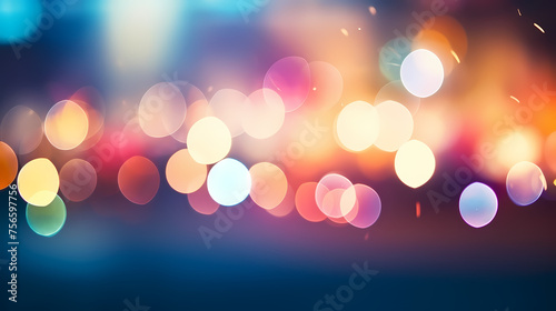 Abstract round colorful bokeh from party lights, Christmas background
