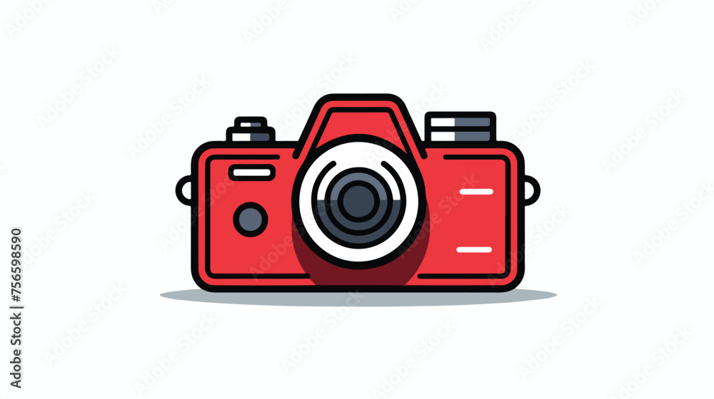 Icon of photo camera. Thin line design. Vector illustration