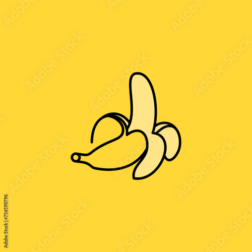 minimalist banana logo with outline lines