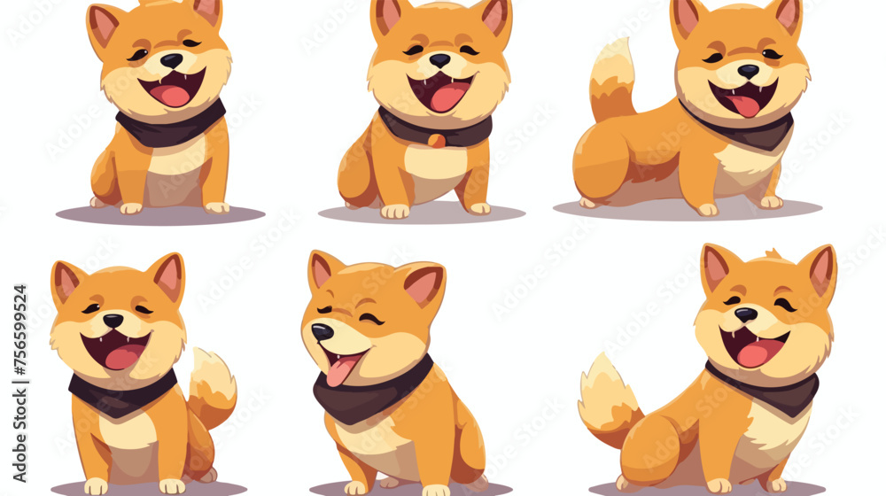 Illustration of a dog. Funny kawaii shiba inu. Happy