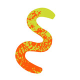 forme abstraite ondulée avec texture orange et vert