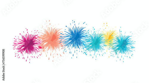 Illustration of colorful fireworks on white background
