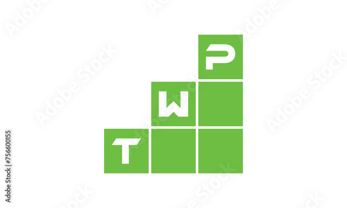 TWP initial letter financial logo design vector template. economics, growth, meter, range, profit, loan, graph, finance, benefits, economic, increase, arrow up, grade, grew up, topper, company, scale