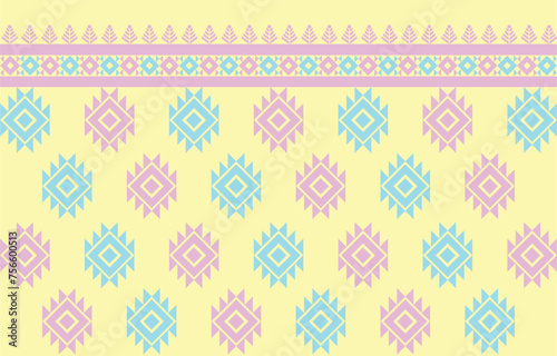Pastel background.Geometric ethnic oriental irate seamless pattern traditional Design for background,carpet,wallpaper,clothing,wrapping,Batik,fabric,Vecter illustrations.embroidery style.

