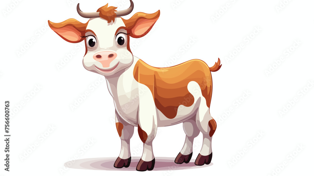 Funny cow with milk cartoon. Animal vector icon