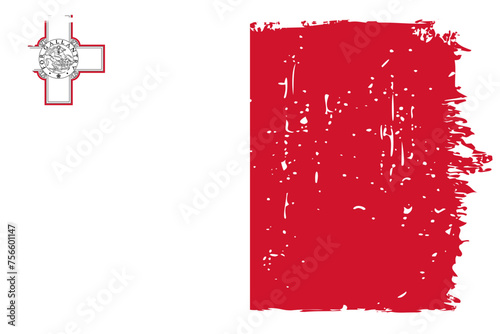 Malta flag - vector flag with stylish scratch effect and white grunge frame.