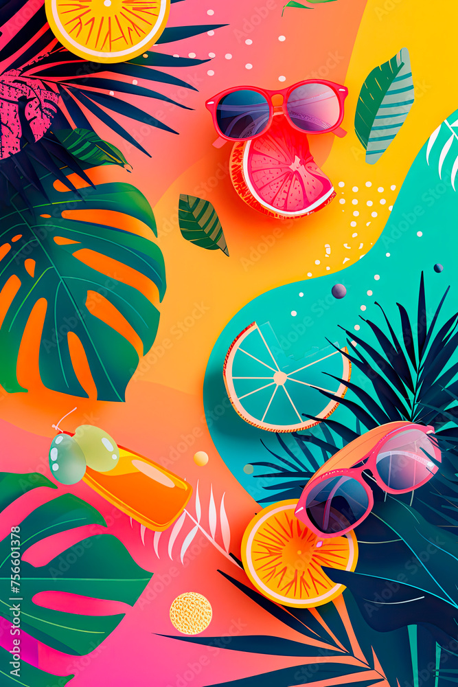 tropical summer colorful background banner