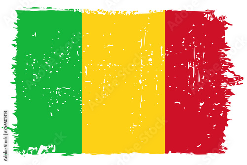 Mali flag - vector flag with stylish scratch effect and white grunge frame.