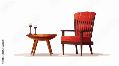 Interior furniture chair and table vector logo flat