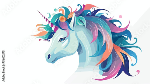 Isolated Unicorn Head illustration flat vector 