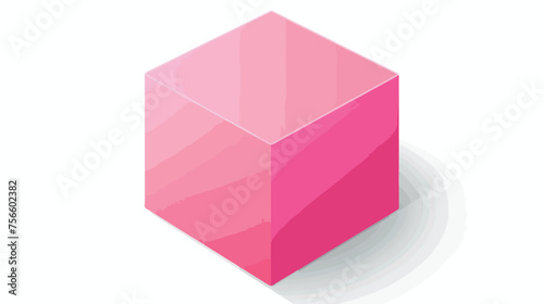 Isometric cube in pink color. Vector illustration 