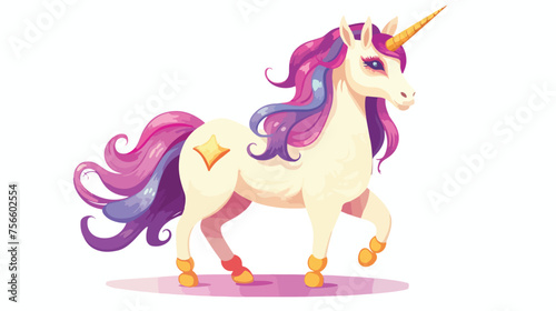 Funny Unicorn Cartoon with Cute Expression flat vector