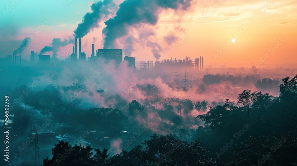 carbon credit, pollution, factory, smoke, energy, industrial, ecology, sky, smog, power, steam, environment, plant, air, gas, chimney, environmental, toxic, chemical