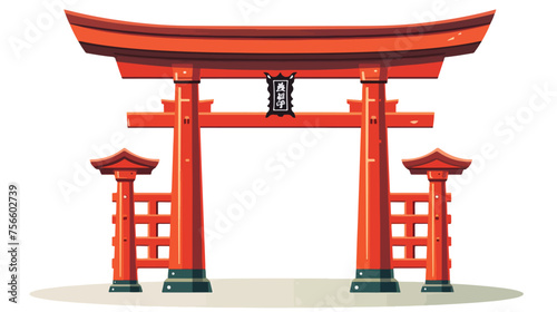 Japan Gate Torii gate. Flat icon flat vector  photo