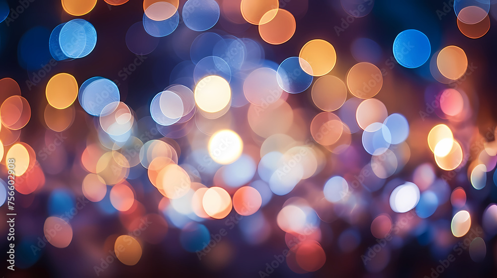 Fototapeta premium Holiday themed illustration with colorful bokeh lights