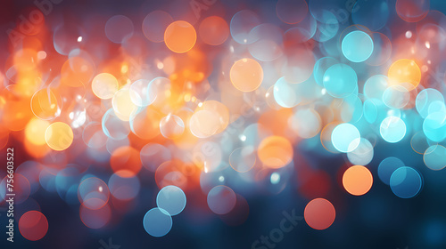 Holiday themed illustration with colorful bokeh lights