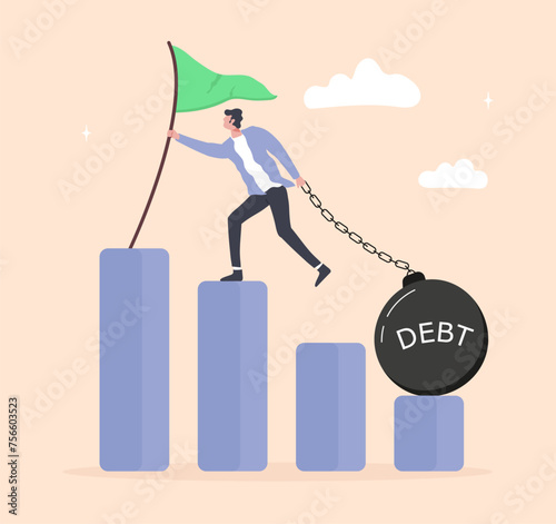 Business debt problem, finding a solution. The need to pay off debts, loans or mortgages. Solving a financial problem.