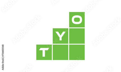TYO initial letter financial logo design vector template. economics, growth, meter, range, profit, loan, graph, finance, benefits, economic, increase, arrow up, grade, grew up, topper, company, scale photo