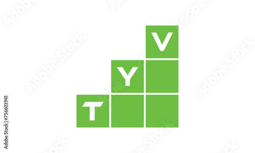 TYV initial letter financial logo design vector template. economics, growth, meter, range, profit, loan, graph, finance, benefits, economic, increase, arrow up, grade, grew up, topper, company, scale photo