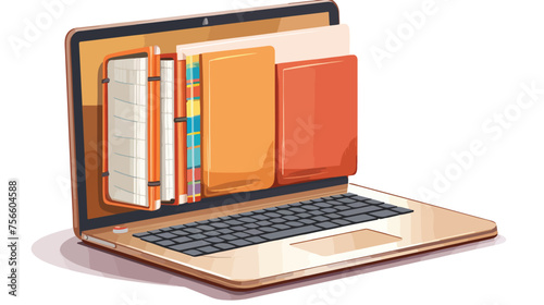 Laptop computer store data in database file folder . photo