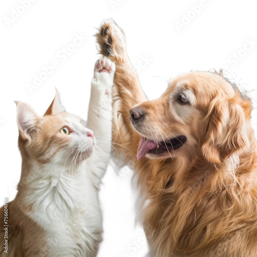 Dog and Cat Playing Together On a Transparent Background PNG
